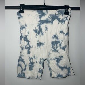 Aura Blue & White Tie Dye Biker Shorts